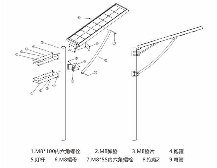 香蕉视频官网照明一体化太阳能路灯安装示意图