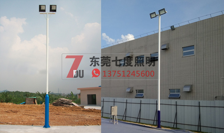 户外篮球场照明灯杆样式二：等径大小杆样式图片