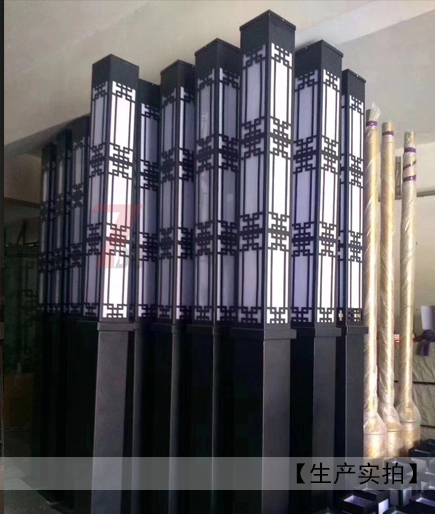 (QDJGDZ-016)广场中式镂空方形香蕉视频最新网址柱生产实拍图片
