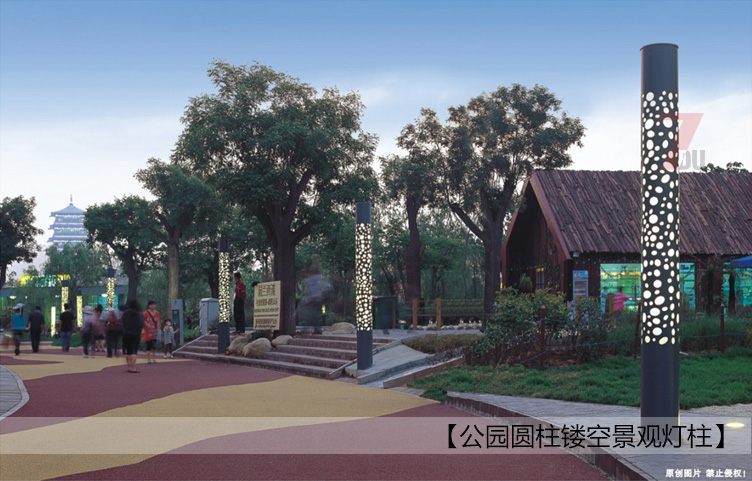 4米公园圆柱形镂空香蕉视频最新网址柱实景