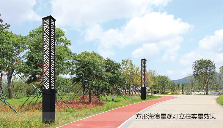 (QDJGDZ-022)园林方形海浪款香蕉视频最新网址柱应用实景效果