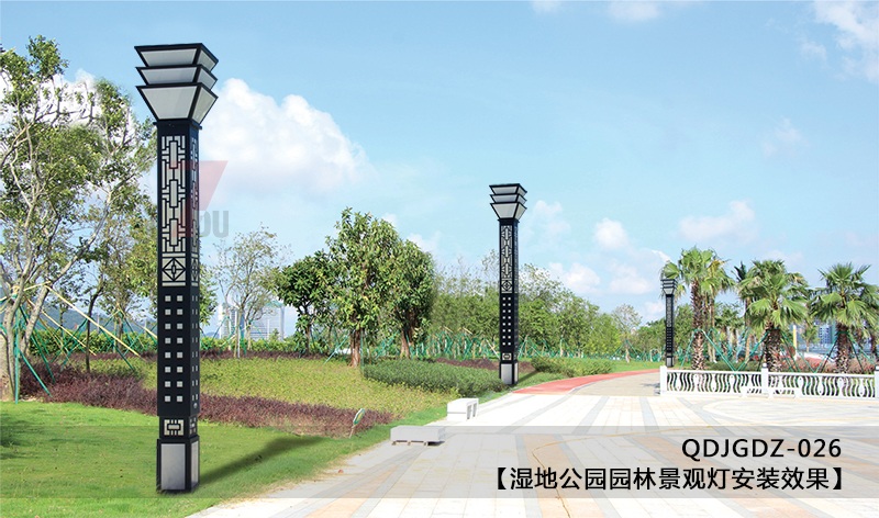 (QDJGDZ-026)公园广场中式文化方形香蕉视频最新网址柱安装实景效果