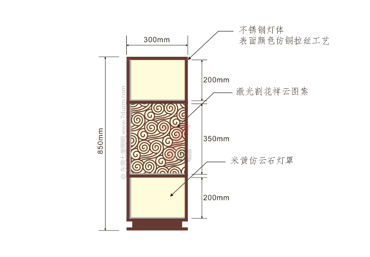 香蕉视频官网照明2020新款新中式祥云矮柱柱头灯850mm高尺寸示意图