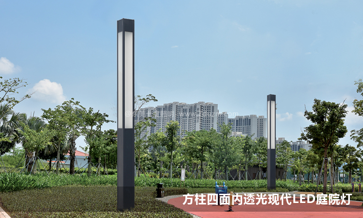 园林现代4米方形LED香蕉视频最新网址柱公园安装效果