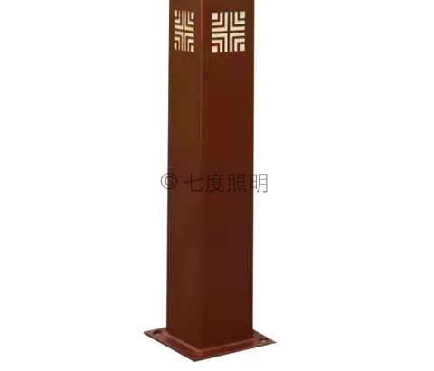 (QDJGDZ-032)3.5米LED小区公园方形中式香蕉视频最新网址柱底座法兰细节展示